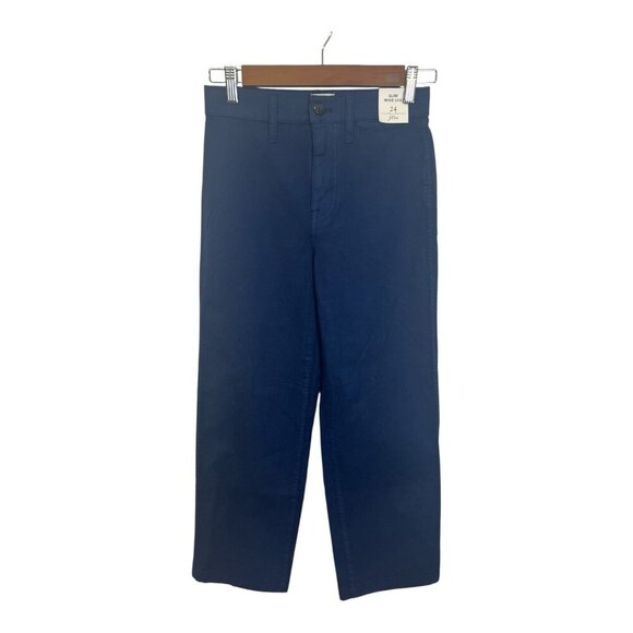 J. Crew Slim Wide Leg Pant Washed Canvas Size 24 Blue Career Business Casual NWT - Picture 1 of 10
